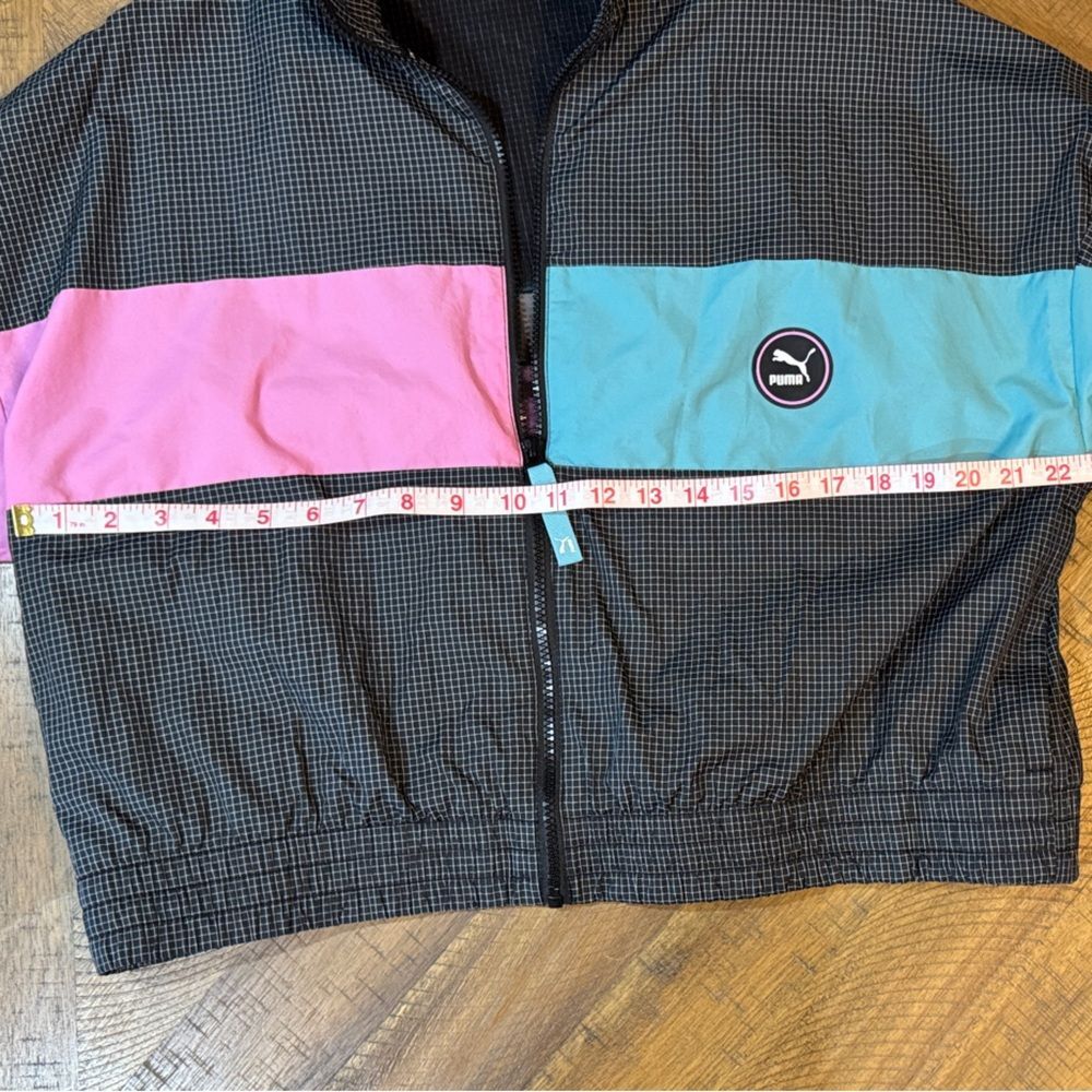 SOLD-Puma Checkered Color-block Track Jacket with Pink and Blue Accents Y2K - Picture 7 of 8